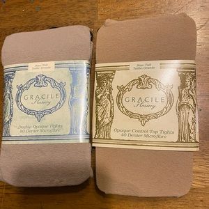 Women’s Gracile Hosiery Tights Lot Size Tall Double Opaque, Control Top NIP